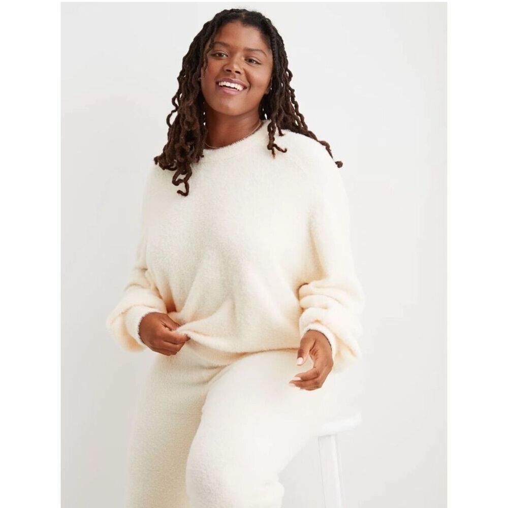 Aerie Flurry Crewneck Soft Sweater Off White Size L See Description
